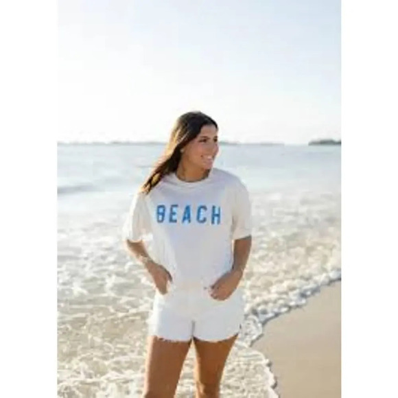 Oat Collective 'Beach' Graphic Print Casual Top Size Medium - Picture 1 of 6